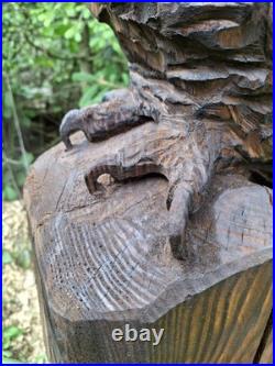 Chainsaw Carved Great Horned Owl Wood Carving Sculpture Statue Owls Birds Art