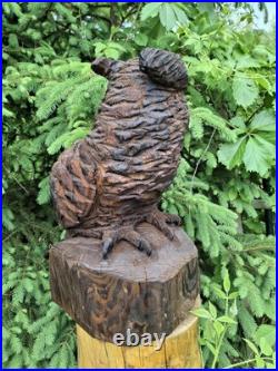 Chainsaw Carved Great Horned Owl Wood Carving Sculpture Statue Owls Birds Art