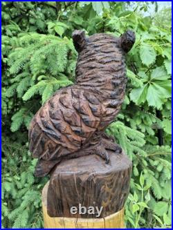 Chainsaw Carved Great Horned Owl Wood Carving Sculpture Statue Owls Birds Art