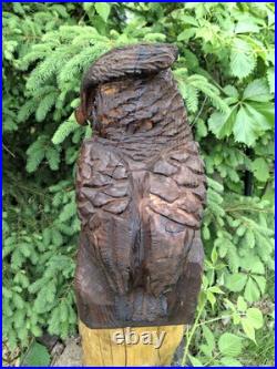 Chainsaw Carved Great Horned Owl Wood Carving Sculpture Statue Owls Birds Art