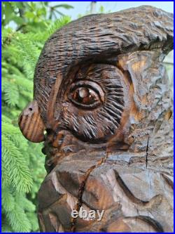 Chainsaw Carved Great Horned Owl Wood Carving Sculpture Statue Owls Birds Art