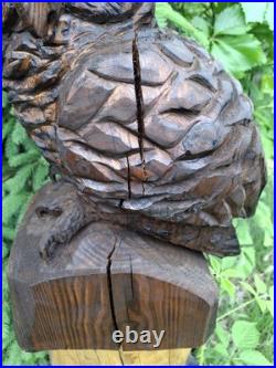 Chainsaw Carved Great Horned Owl Wood Carving Sculpture Statue Owls Birds Art