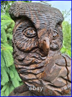 Chainsaw Carved Great Horned Owl Wood Carving Sculpture Statue Owls Birds Art