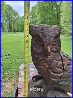 Chainsaw Carved Great Horned Owl Wood Carving Sculpture Statue Owls Birds Art