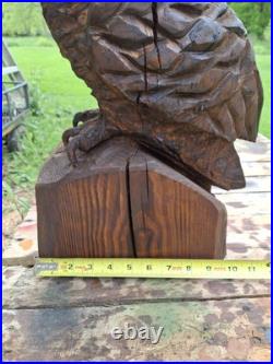 Chainsaw Carved Great Horned Owl Wood Carving Sculpture Statue Owls Birds Art