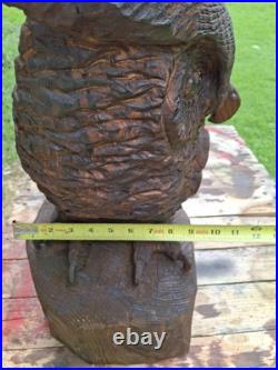 Chainsaw Carved Great Horned Owl Wood Carving Sculpture Statue Owls Birds Art