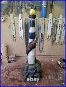 Chainsaw Carved Lighthouse Wood Carving Sculpture Statue Art Folklore Folk