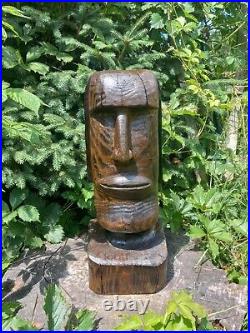 Chainsaw Carved Moai Easter Island Landscaping Wood Carving Statue Art Sculpture