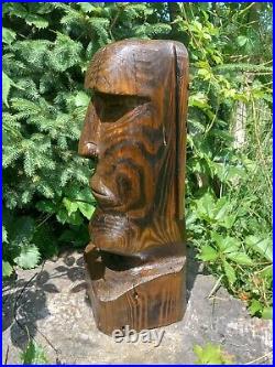 Chainsaw Carved Moai Easter Island Landscaping Wood Carving Statue Art Sculpture