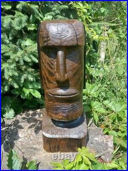 Chainsaw Carved Moai Easter Island Landscaping Wood Carving Statue Art Sculpture