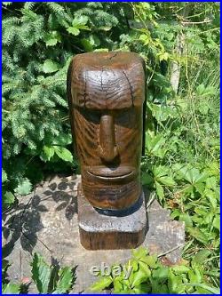 Chainsaw Carved Moai Easter Island Landscaping Wood Carving Statue Art Sculpture