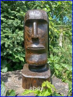 Chainsaw Carved Moai Easter Island Landscaping Wood Carving Statue Art Sculpture