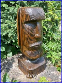 Chainsaw Carved Moai Easter Island Landscaping Wood Carving Statue Art Sculpture