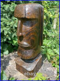 Chainsaw Carved Moai Easter Island Landscaping Wood Carving Statue Art Sculpture