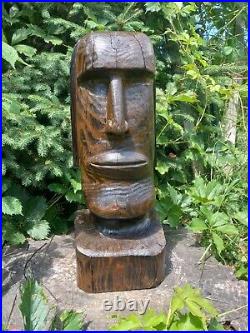 Chainsaw Carved Moai Easter Island Landscaping Wood Carving Statue Art Sculpture