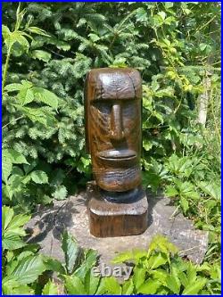 Chainsaw Carved Moai Easter Island Landscaping Wood Carving Statue Art Sculpture