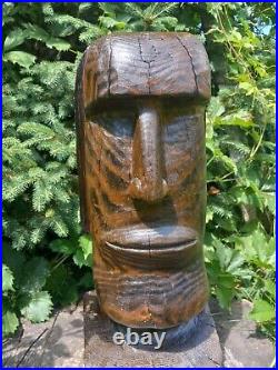 Chainsaw Carved Moai Easter Island Landscaping Wood Carving Statue Art Sculpture