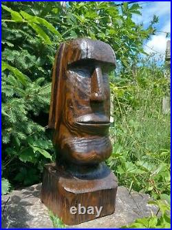 Chainsaw Carved Moai Easter Island Landscaping Wood Carving Statue Art Sculpture