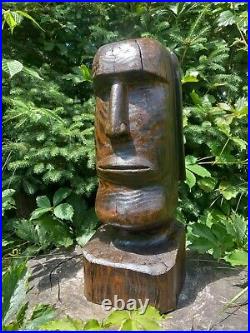 Chainsaw Carved Moai Easter Island Landscaping Wood Carving Statue Art Sculpture