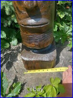 Chainsaw Carved Moai Easter Island Landscaping Wood Carving Statue Art Sculpture