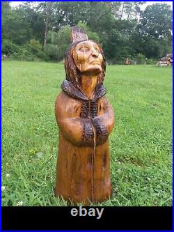 Chainsaw Carved Native American Indian Folk Art Wood Carving Sculpture Statue