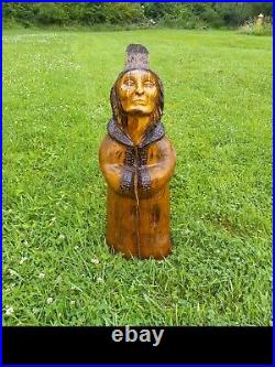 Chainsaw Carved Native American Indian Folk Art Wood Carving Sculpture Statue