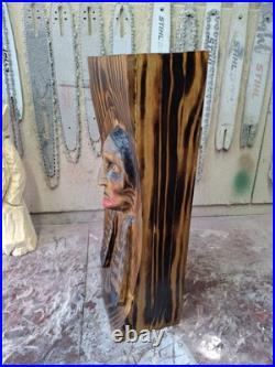 Chainsaw Carved Native American Indian Wood Carving Art Rustic Home Decor Bust