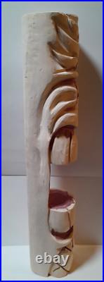 Chainsaw Carved Natural Cedar Tiki Head 33 Tall Signed Art Chainsaw Carved Natural Cedar Tiki Head 33 Tall Signed Art