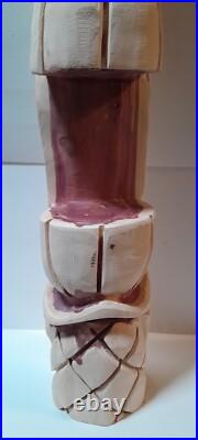 Chainsaw Carved Natural Cedar Tiki Head 33 Tall Signed Art Chainsaw Carved Natural Cedar Tiki Head 33 Tall Signed Art