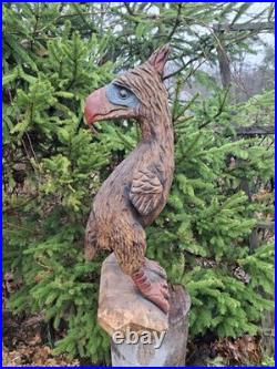 Chainsaw Carved Prehistoric Terror Bird Dinosaur Art Statue Sculpture Carving Chainsaw Carved Prehistoric Terror Bird Dinosaur Art Statue Sculpture Carving