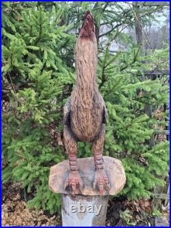 Chainsaw Carved Prehistoric Terror Bird Dinosaur Art Statue Sculpture Carving