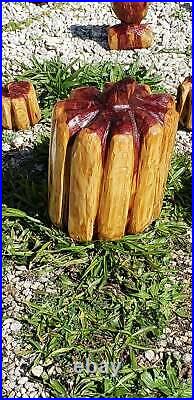 Chainsaw Carved Pumpkin, large wood pumpkin, cedar carving
