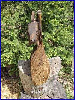 Chainsaw Carved Smallmouth Bass Wood Carving Fish Sculpture Statue Rustic Decor
