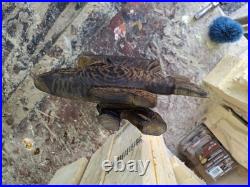 Chainsaw Carved Smallmouth Bass Wood Carving Fish Sculpture Statue Rustic Decor