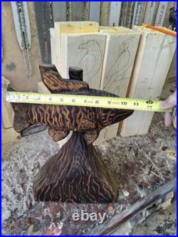 Chainsaw Carved Smallmouth Bass Wood Carving Fish Sculpture Statue Rustic Decor