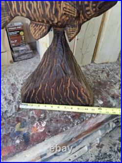 Chainsaw Carved Smallmouth Bass Wood Carving Fish Sculpture Statue Rustic Decor