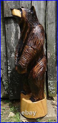 Chainsaw Carved Standing Bear Rustic Decor. Hand Made Wood Carved Bear Sculpture