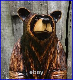 Chainsaw Carved Standing Bear Rustic Decor. Hand Made Wood Carved Bear Sculpture