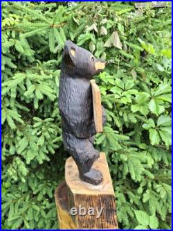 Chainsaw Carved Welcome Bear Wood Carving Bears Sculpture Statue Rustic Home