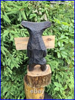 Chainsaw Carved Welcome Bear Wood Carving Bears Sculpture Statue Rustic Home