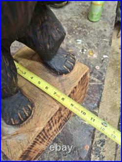 Chainsaw Carved Welcome Bear Wood Carving Bears Sculpture Statue Rustic Home