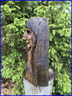 Chainsaw Carved Witch Wood Carving Creepy Goth Halloween Horror Folk Art