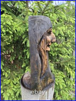 Chainsaw Carved Witch Wood Carving Creepy Goth Halloween Horror Folk Art
