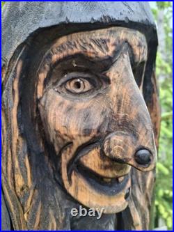 Chainsaw Carved Witch Wood Carving Creepy Goth Halloween Horror Folk Art