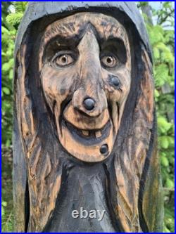 Chainsaw Carved Witch Wood Carving Creepy Goth Halloween Horror Folk Art