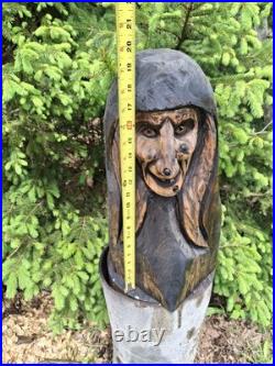 Chainsaw Carved Witch Wood Carving Creepy Goth Halloween Horror Folk Art