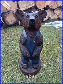 Chainsaw Carved Wood Bear Wood Carving Sculpture Art Rustic Handmade Decor