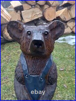 Chainsaw Carved Wood Bear Wood Carving Sculpture Art Rustic Handmade Decor