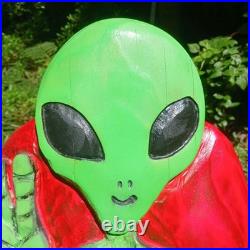 Chainsaw Carving Alien Peace Sign Green Monster UFO Wall Hanger Planet Mars UAP Chainsaw Carving Alien Peace Sign Green Monster UFO Wall Hanger Planet Mars UAP