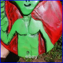 Chainsaw Carving Alien Peace Sign Green Monster UFO Wall Hanger Planet Mars UAP Chainsaw Carving Alien Peace Sign Green Monster UFO Wall Hanger Planet Mars UAP